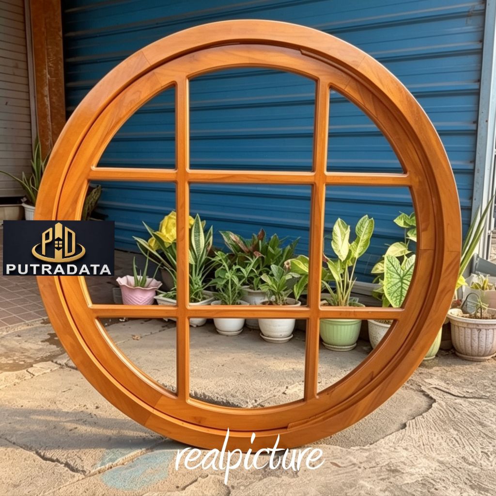Kusen Jendela Rumah Minimalis Diameter 90 cm | Kusen Jendela Putar Kayu Jati