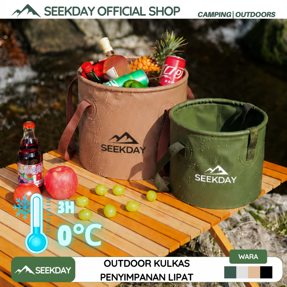 Seekday Keranjang piknik Outdoor Ember penyimpanan lipat 10L/20L Bahan PVC & Free BPA