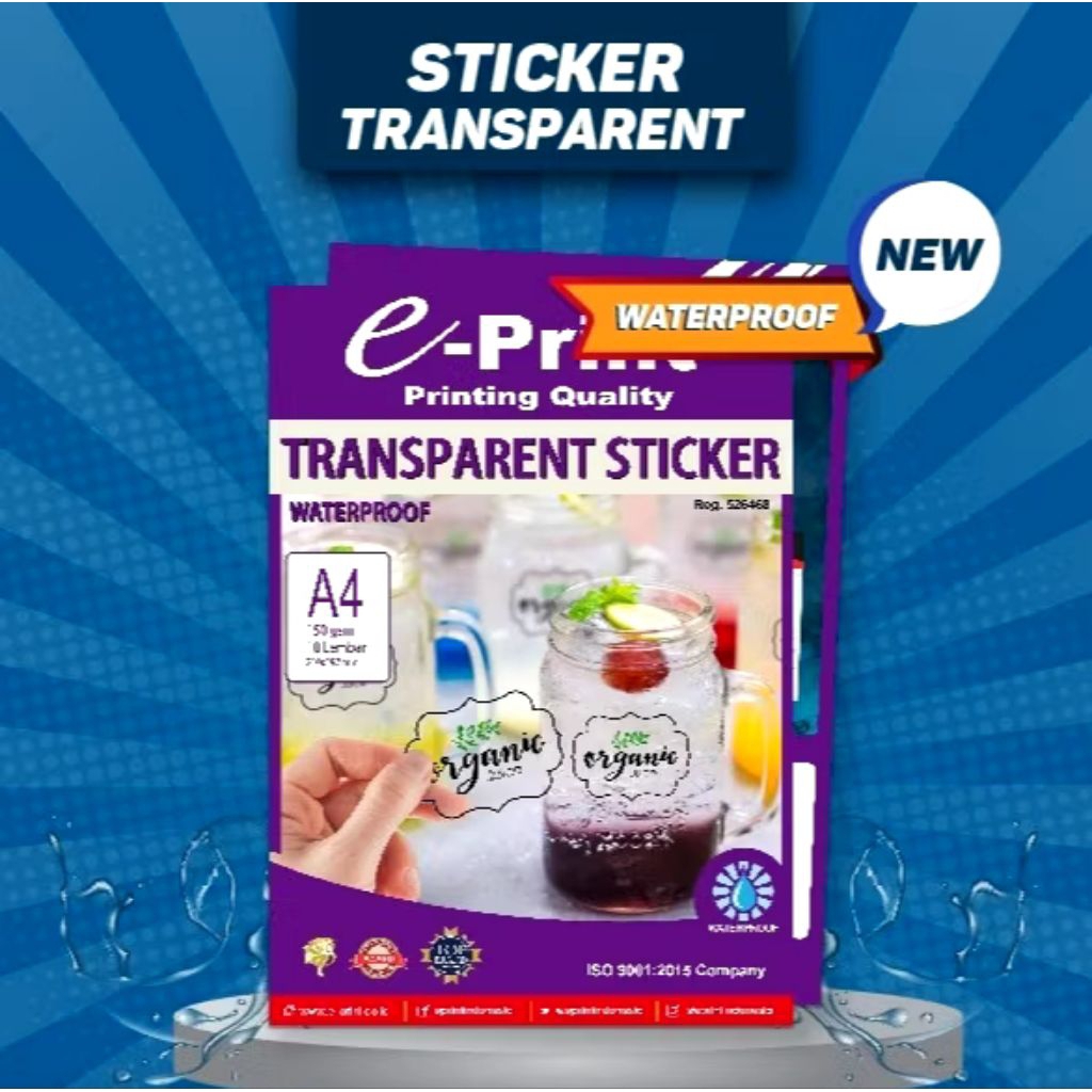 Jual EPRINT TRANSPARENT STICKER A4 150GSM / STICKER TRANSPARAN EPRINT ...