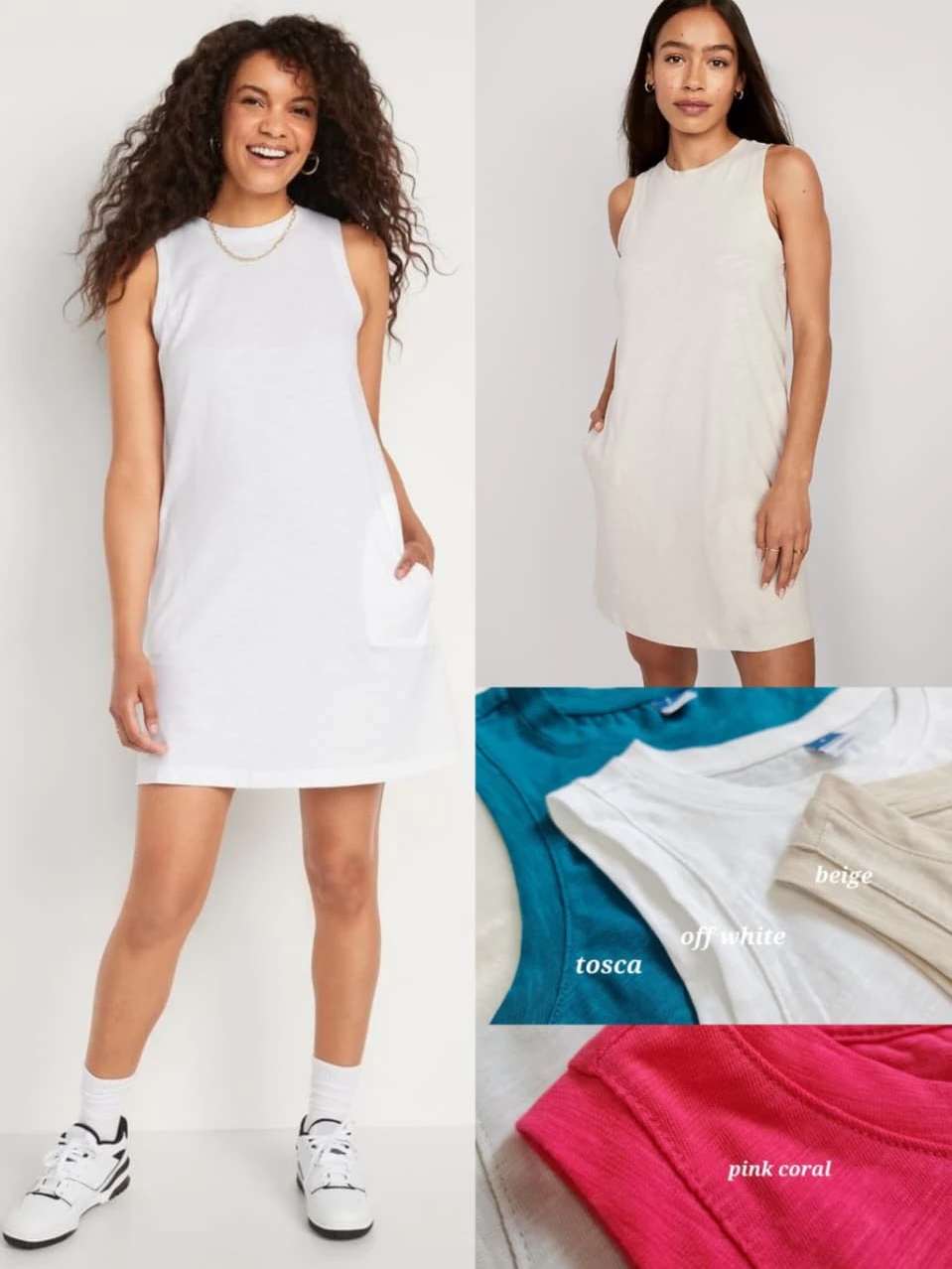 Mini Dress OLN Sleeveless Vintage A-Line Mini Shift Dress - Dress santai - Adem - Home Dress - 2466