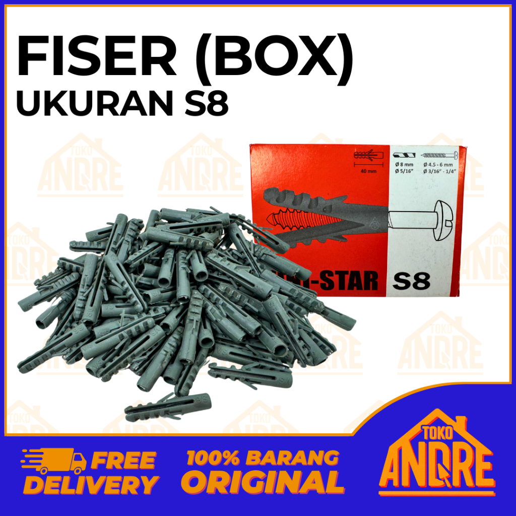 Jual Fiser S6 / S8 1 Box = 100 Pcs Piser Spiser Sekrup Fisher Viser ...