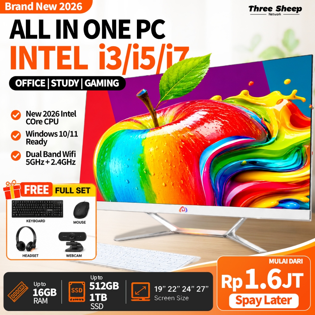 TSN PC All In One PC Inteli5/i7 RAM8GB/16GB SSD256GB/512GB Fullset PC Komputer desktop Gaming Kantor