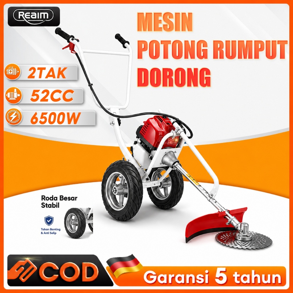 Jual Reaim Mesin Potong Rumput Dorong 52CC 2TAK Mesin 8000RPM Pemotong ...