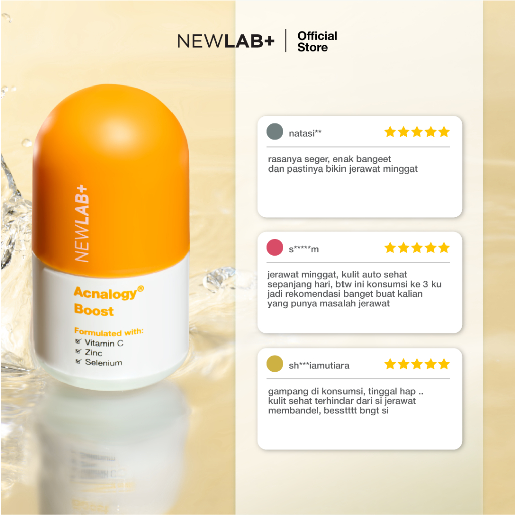 NEWLAB Acnalogy Boost Acne Supplement Minuman untuk Pereda Jerawat dan Bekasnya Obat Jerawat dan Bruntusan 50gr