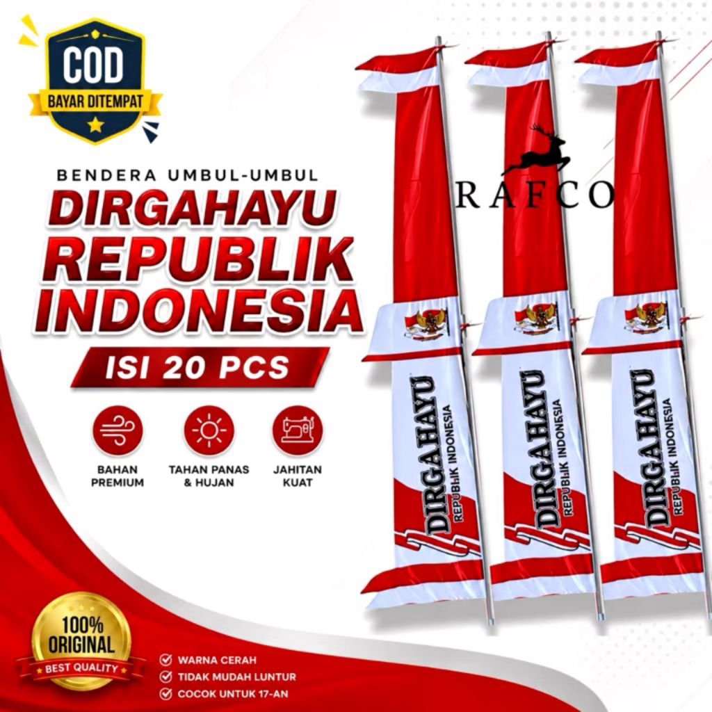 ISI 20/10 PCS BENDERA UMBUL UMBUL DIRGAHAYU 17 AGUSTUS