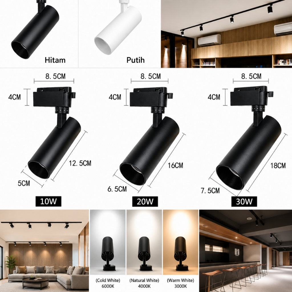Jual LAMPU LED TRACK COB 30W MURAH / LAMPU RELL SPOTLIGHT 30W X1130 ...