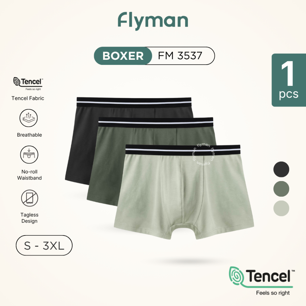 Jual Flyman Celana Dalam Boxer Pria Tencel 1 Pcs FM 3537 | Shopee Indonesia