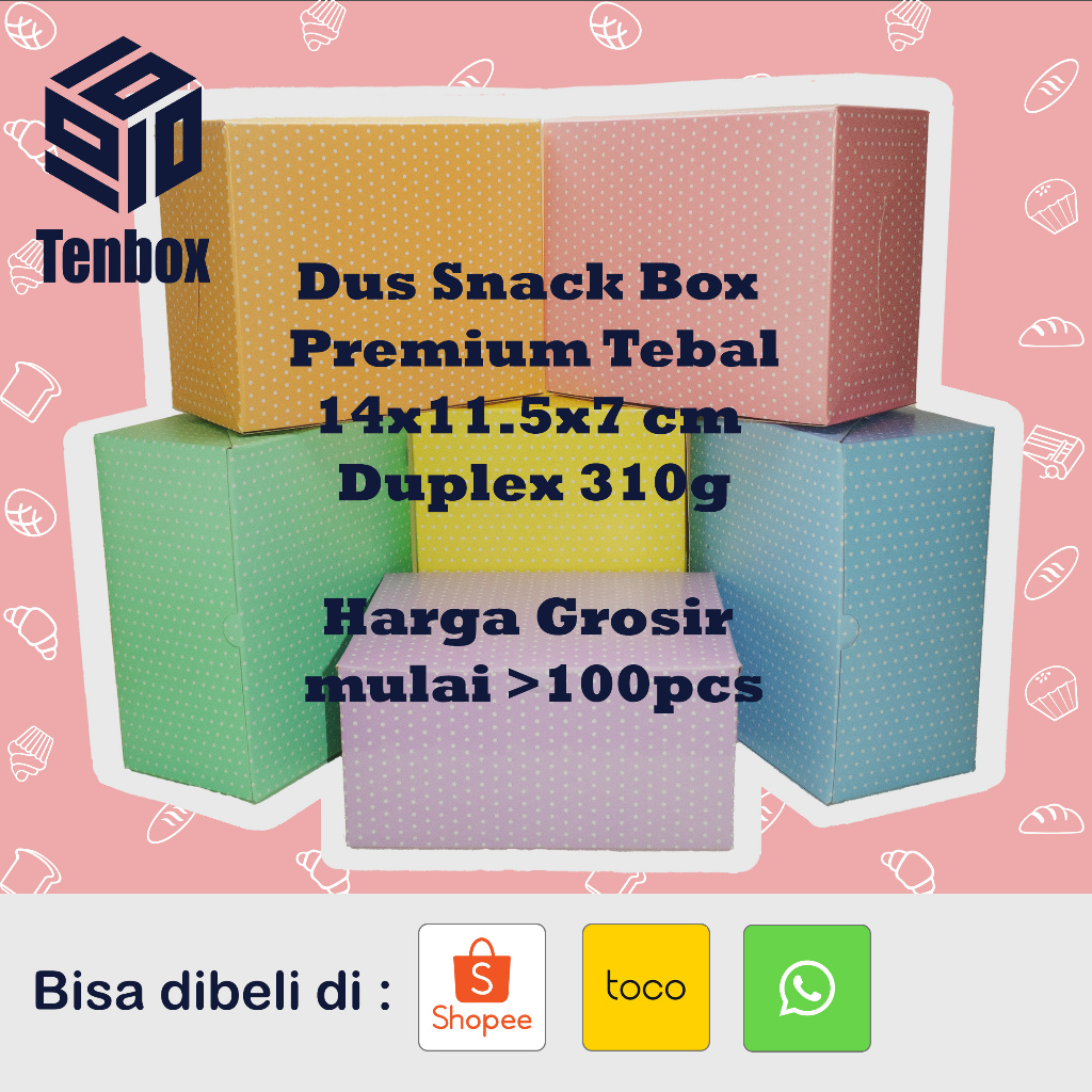 Jual Tenbox Dus Snack Box Premium 14x12x7 cm - Tebal 310g | Shopee ...