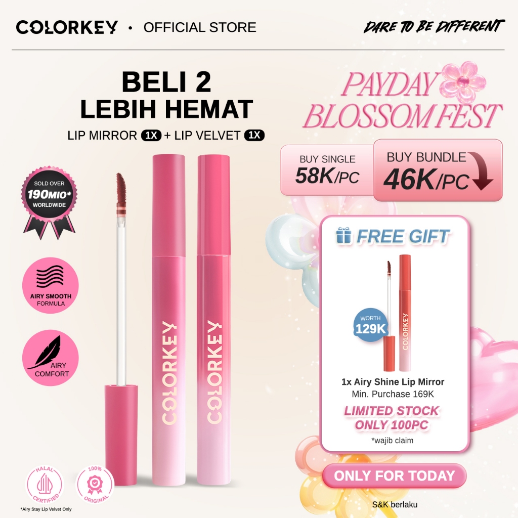 Jual [BUY 1 GET 1] Colorkey Airy Series Bundle 2pcs | Liptint Lipstick ...