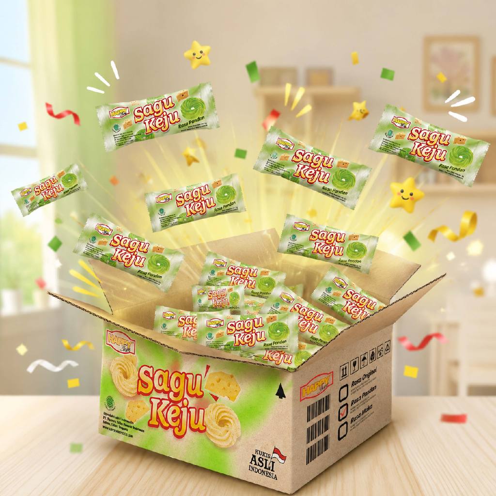 Jual HAPPY TIME - Sagu Keju Pandan Mini Snack Kue Kering (1 Karton isi ...
