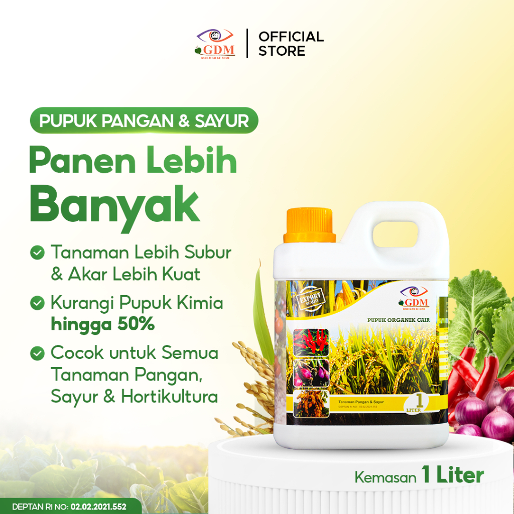 GDM Pupuk Padi & Palawija 1L | Pupuk Tanaman Pangan | Panen Lebih Banyak & Akar Kuat