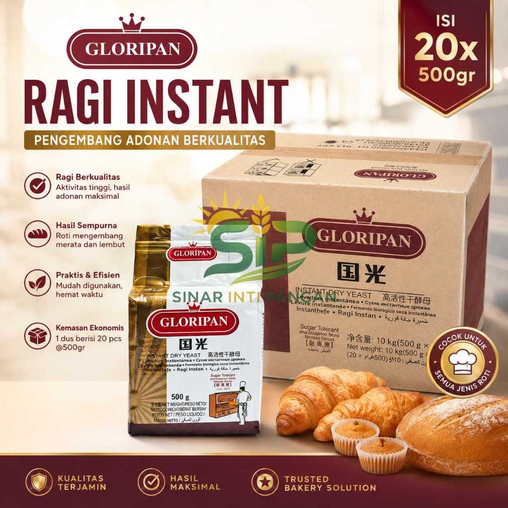 Jual Ragi Instant Gloripan Ragi Instan Pengembang Roti Dus Karton ...