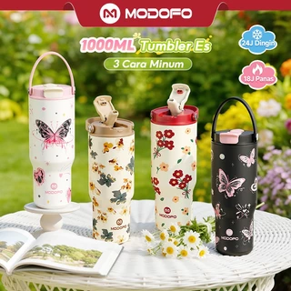MODOFO Tumbler Stainless 1 Liter Tahan Panas Dingin 24 Jam Desain Aesthetic Motif Unik Premium