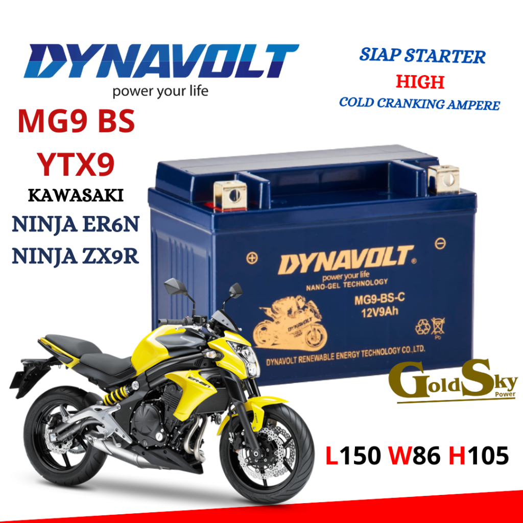 Jual DYNAVOLT AKI KERING MOTOR KAWASAKI ER6N Z800 Z900 ZX6R ZX9R