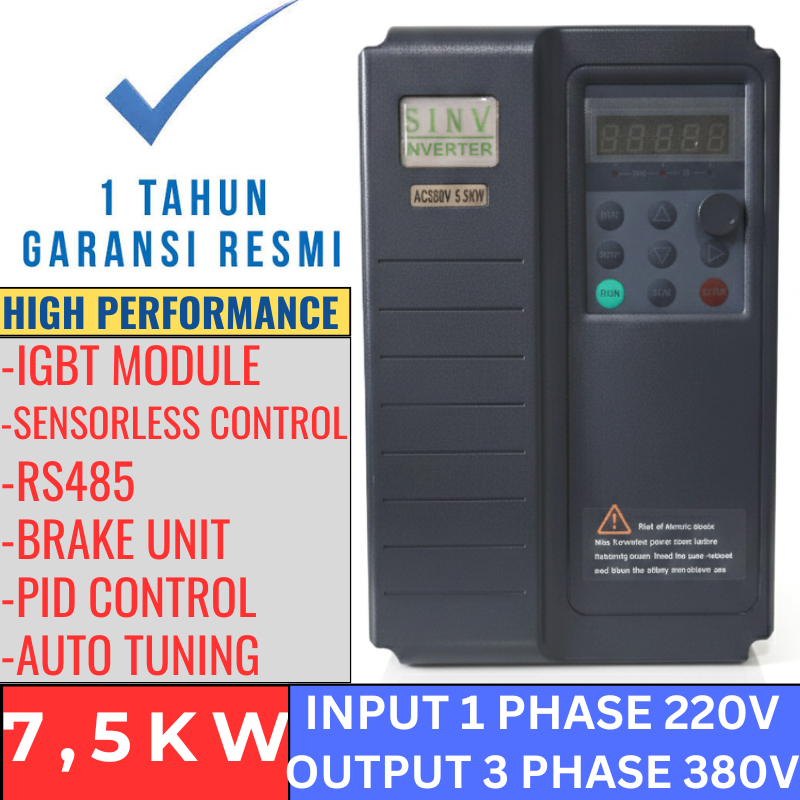 Jual Inverter SINV 1 Phase 220V Ke 3 Phase 380V 7,5 KW 10 HP Inverter ...
