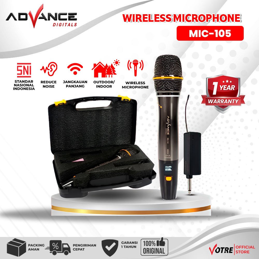 Jual Advance Microphone Profesional Mic Wireless Mic105 Gold Bisa di ...