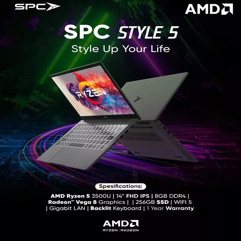SPC Style 5 Vibe Ryzen 5-3500U 16GB 512GB DOS 14.0FHD IPS