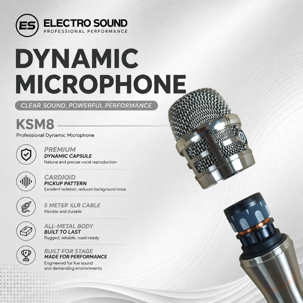 Jual Mic Kabel Peka Low Noise Electrosound KSM8 Metal Koper dan Holder ...