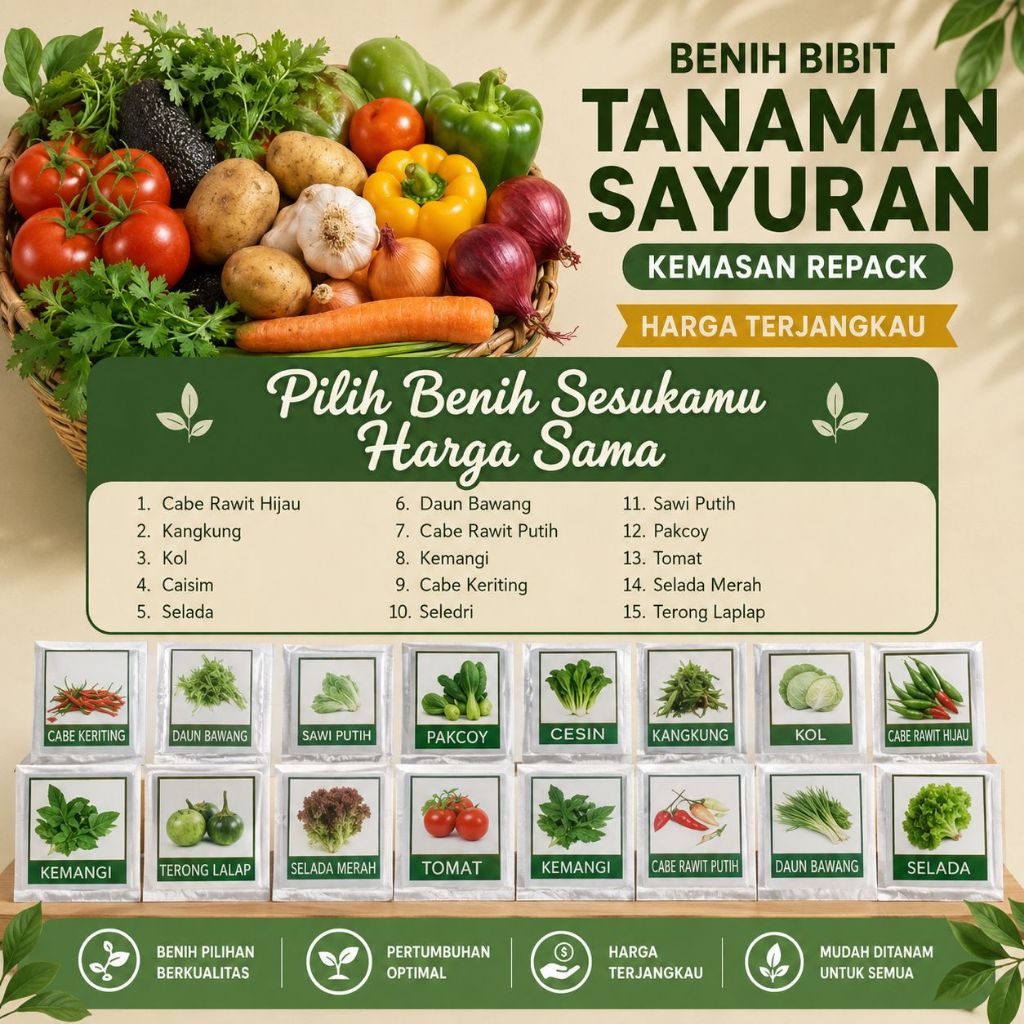 Benih Bibit Sayuran Organik Berkualitas Dan Mudah Tumbuh – BIBIT KEMASAN ECER