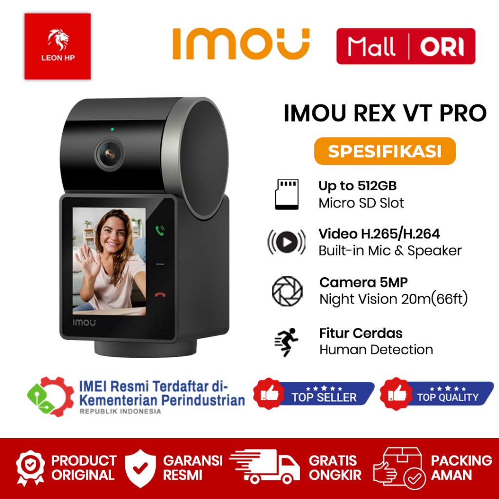 Jual IMOU Rex VT / Rex VT Pro 5MP 3K Kamera Smart CCTV Wi-Fi Intercom ...