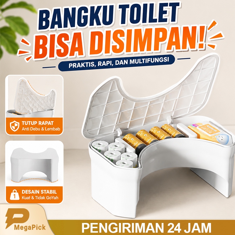 MegaPick Bangku Toilet Rumah Tangga - Alat Bantu Jongkok Toilet | Sandaran Kaki Yang Dipertebal | Bangku Anak-anak