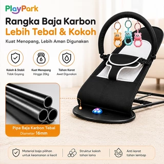 PlayPark Bouncer Bayi Kursi Ayunan Bayi Lipat Nyaman dengan Rak Mainan untuk Bayi Baru Lahir