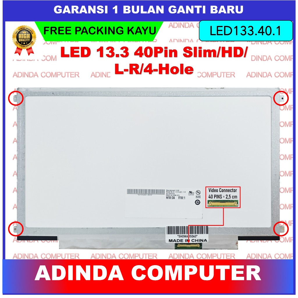 Jual LCD LED Lenovo Thinkpad Edge E320 E325 E330 E335 13.3 13 Inch 40 ...