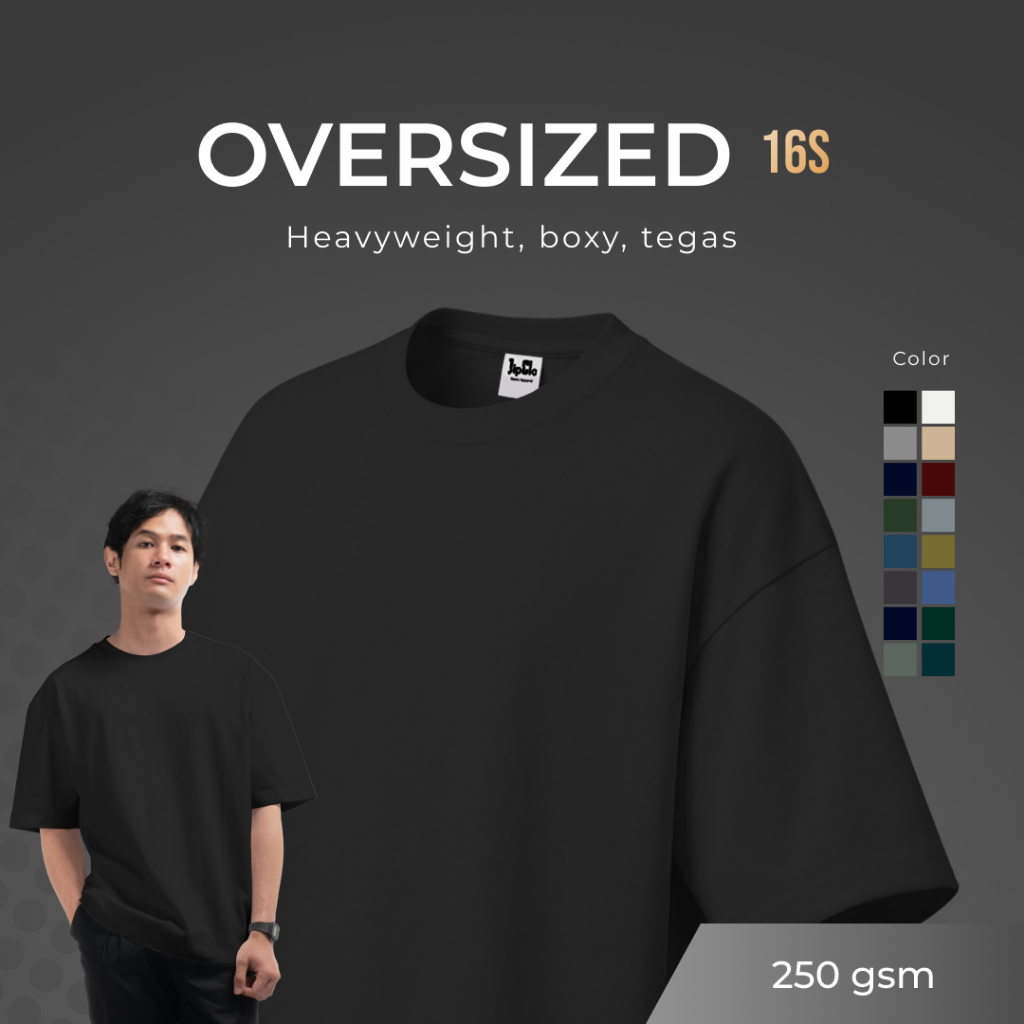 JipClo Kaos Polos Oversized Unisex Pria Wanita T-shirt Heavyweight Cotton 16s Boxy Cut Part 1