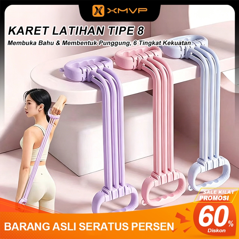 XMVP Tali Yoga Pilates Stretching Tali Olahraga Bahan Silikon Flexible Senam Gym Otot Fitness Elastis Portable Peralatan Olahraga Rumahan