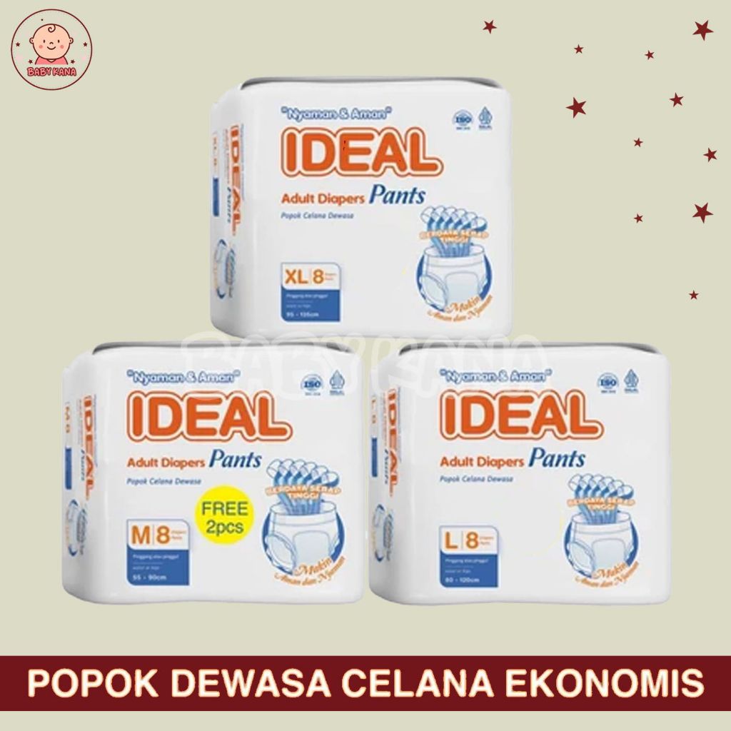 IDEAL Popok Dewasa Tipe Celana Anti Bakteri size M L XL