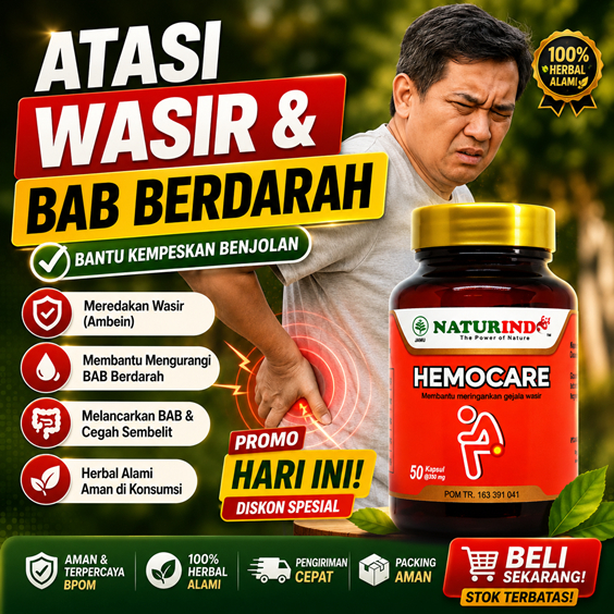 Obat Ambeien Wasir Berdarah Ampuh Hemocare Naturindo Herbal Mengobati Benjolan Di Anus Nyeri Saat BAB Susah Buang Air Besar BPOM Original