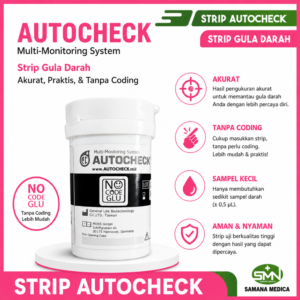 Jual Strip AUTOCHECK 3 In 1 Refil Gula Darah 10 Strip / Kolesterol 5 ...