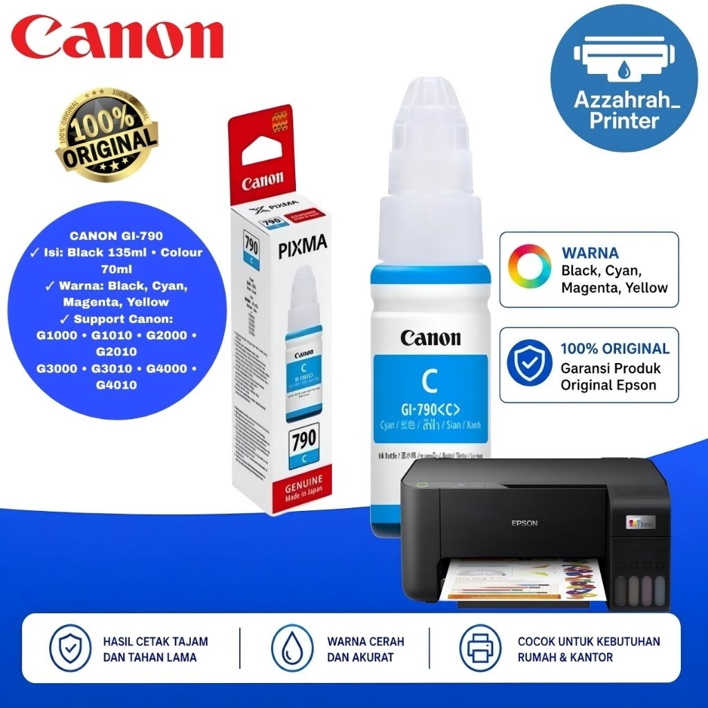 Jual Tinta Canon PIXMA GI-790 Original untuk printer G1000 G1010 G2000 ...