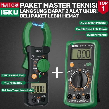 ISKU Paket Master Tang Ampere 600A Multitester Digital Avometer Kotak Anti Konslet Bakar Alat Ukur Listrik NCV True RMS Teknisi AC PLN Otomotif Tester Kelistrikan Cek Tegangan Arus AC DC Komplit Akurat Presisi