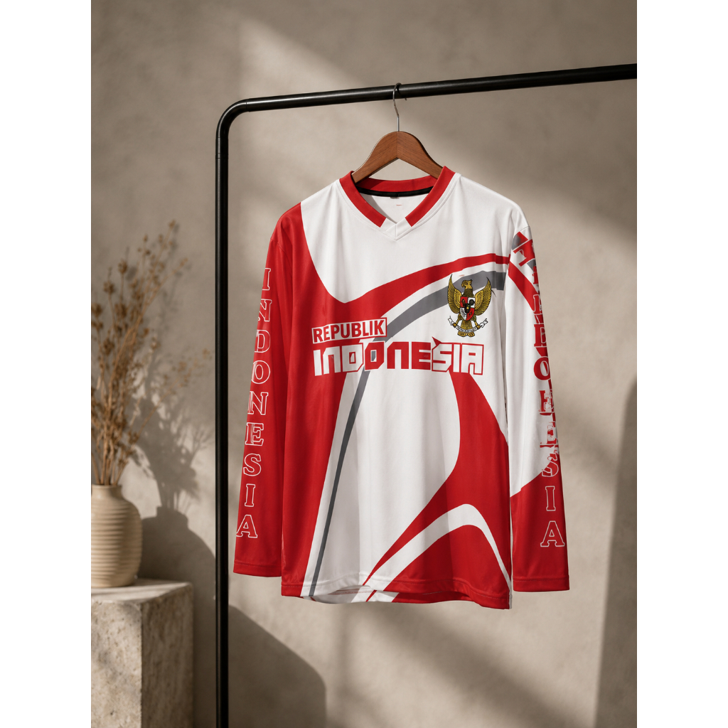 Jersey Lengan Panjang Kemerdekaan Indonesia 17 Agustus Bahan Milano Premium Full Print Unisex Dewasa