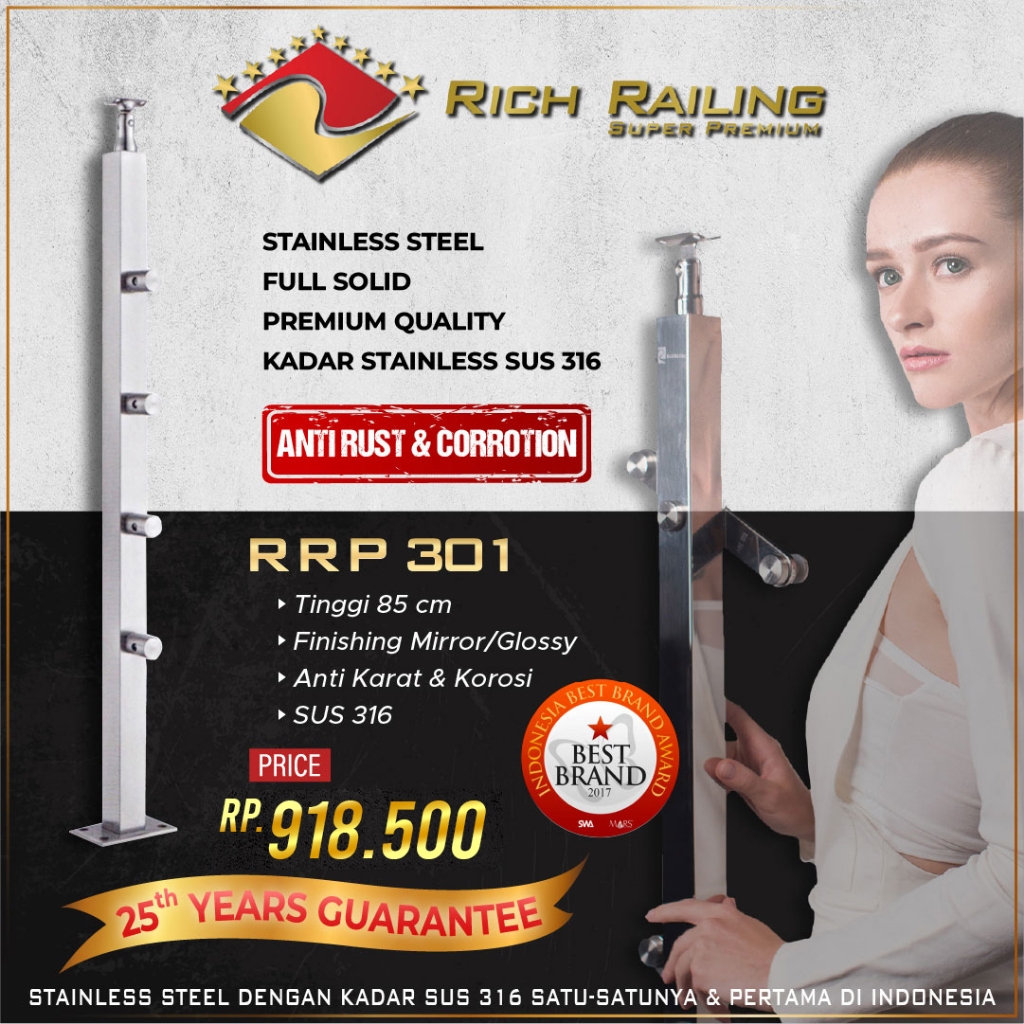 Jual [PREMIUM RAILING SUS 316] [Rich Railing] Railing tangga stainless ...