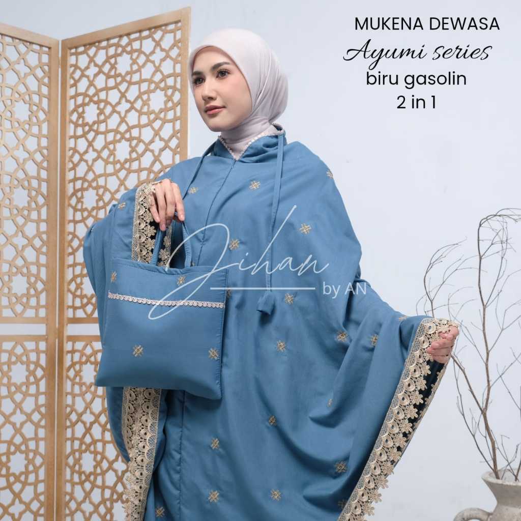 Mukena Katun Mikro Bordir Ayumi Series Jumbo Dewasa 2in1