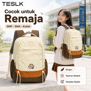 TESLK Ransel Pelajar Korea Tahan Air Ransel Wanita Berkapasitas Besar
