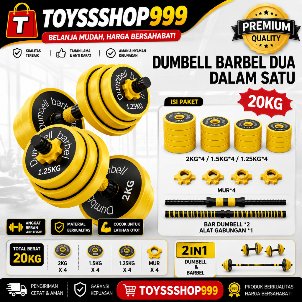 Jual KHUSUS GOJEK POTENCE DSK dumbel set karet pvc Alat Olahraga ...