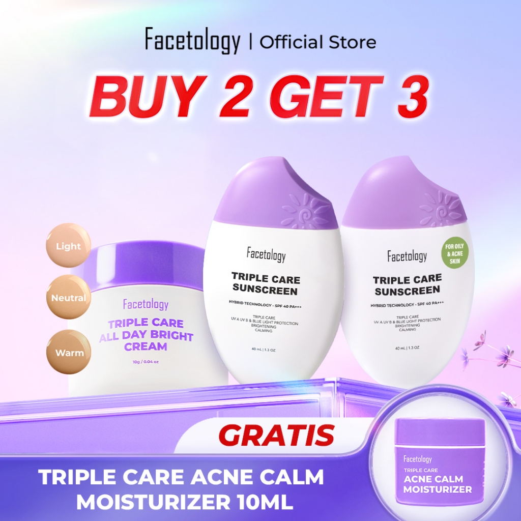 Jual [Get Acne Calm Moist 10ml Pot] Facetology Bundling Triple Care All ...