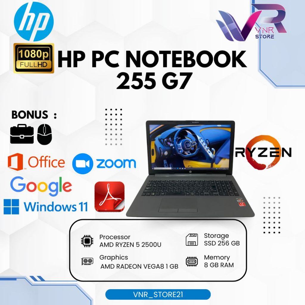 Jual HP PC NOTEBOOK 255 G7 AMD RYZEN 5 2500U RAM 8 GB SSD 256 GB