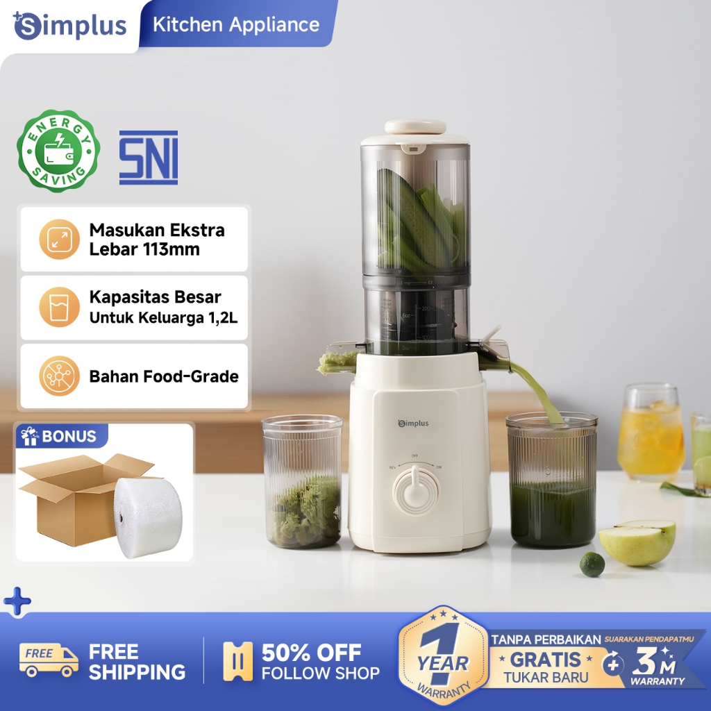 Jual Simplus Slow Juicer Blender 200w 1.2L Cold Press 113mm Cerat Lebar ...