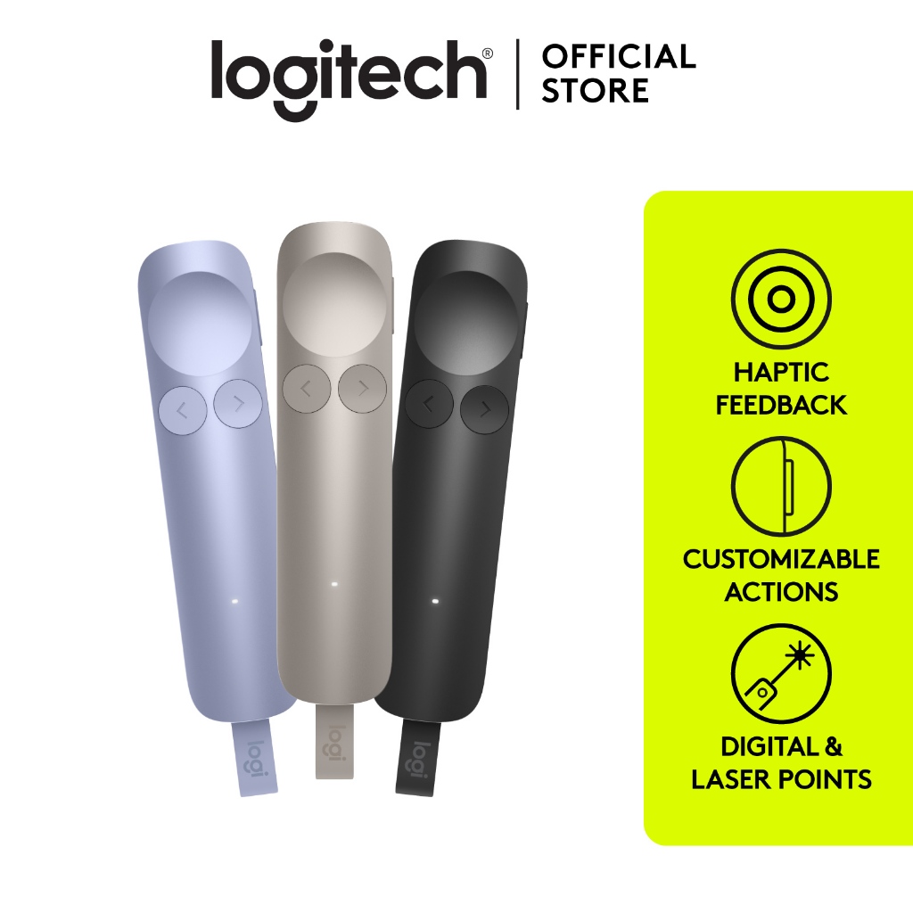 Logitech Spotlight 2 Remote Presentasi, Pengeklik Presentasi Nirkabel dengan Haptik, Penyorotan Digital, Tindakan yang Dapat Disesuaikan, Penunjuk Las