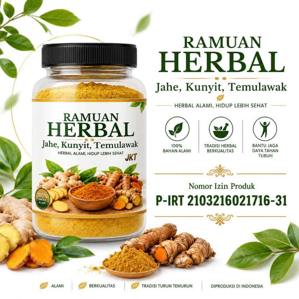 Obat Infeksi Saluran Pencernaan Maag Gerd Asam Lambung Kunyit Temulawak Jahe Biang Bubuk Original