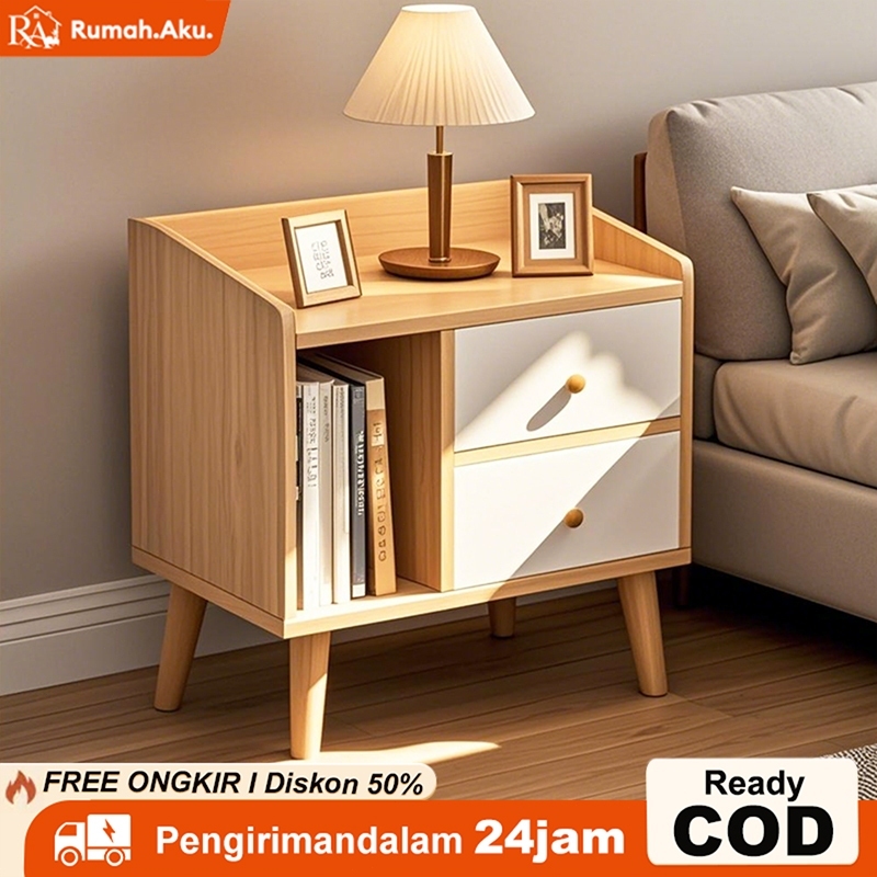 Meja Nakas Bedside Table Lemari Nakas Kayu Meja Nakas Putih Meja Samping Kamar Tidur<GaransiLimaTahun>