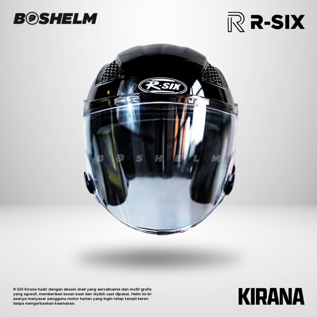 Jual BOSHELM Helm R-SIX KIRANA Helm Half Face SNI Helm Wanita Helm Pria ...