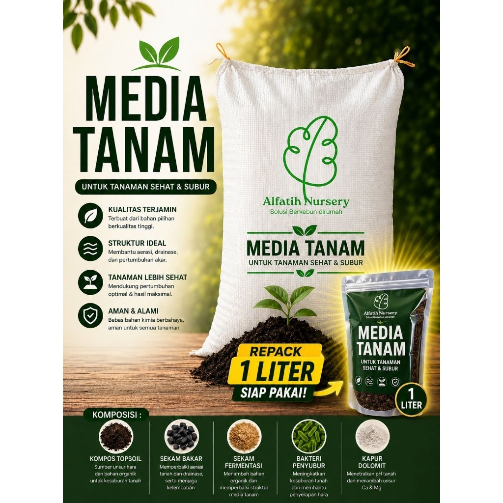 Media Tanam Siap Pakai Repack 1 Liter Campuran Organik