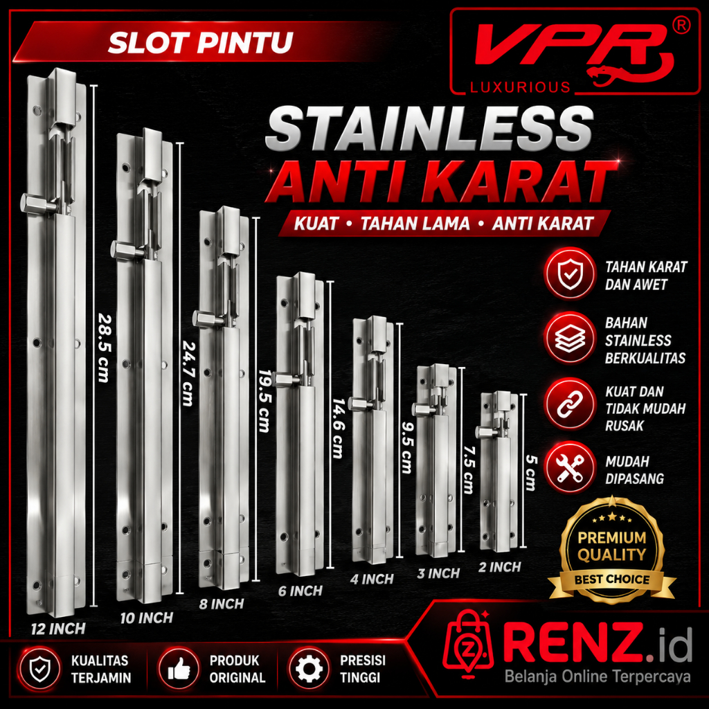 Jual Grandel Slot Pintu stainless Steel VPR/Pengunci Kuat Anti Karat ...