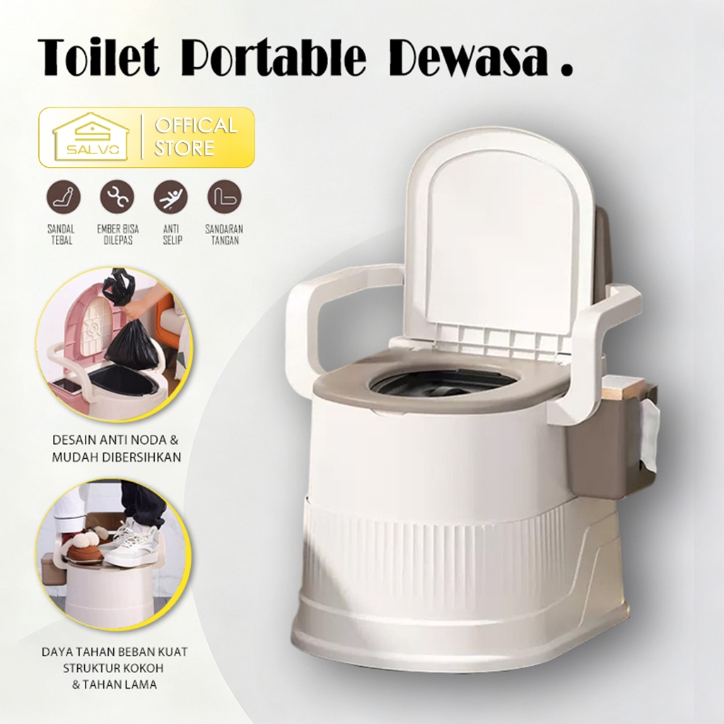 Salvo Toilet Portable Dewasa Sandaran Tangan