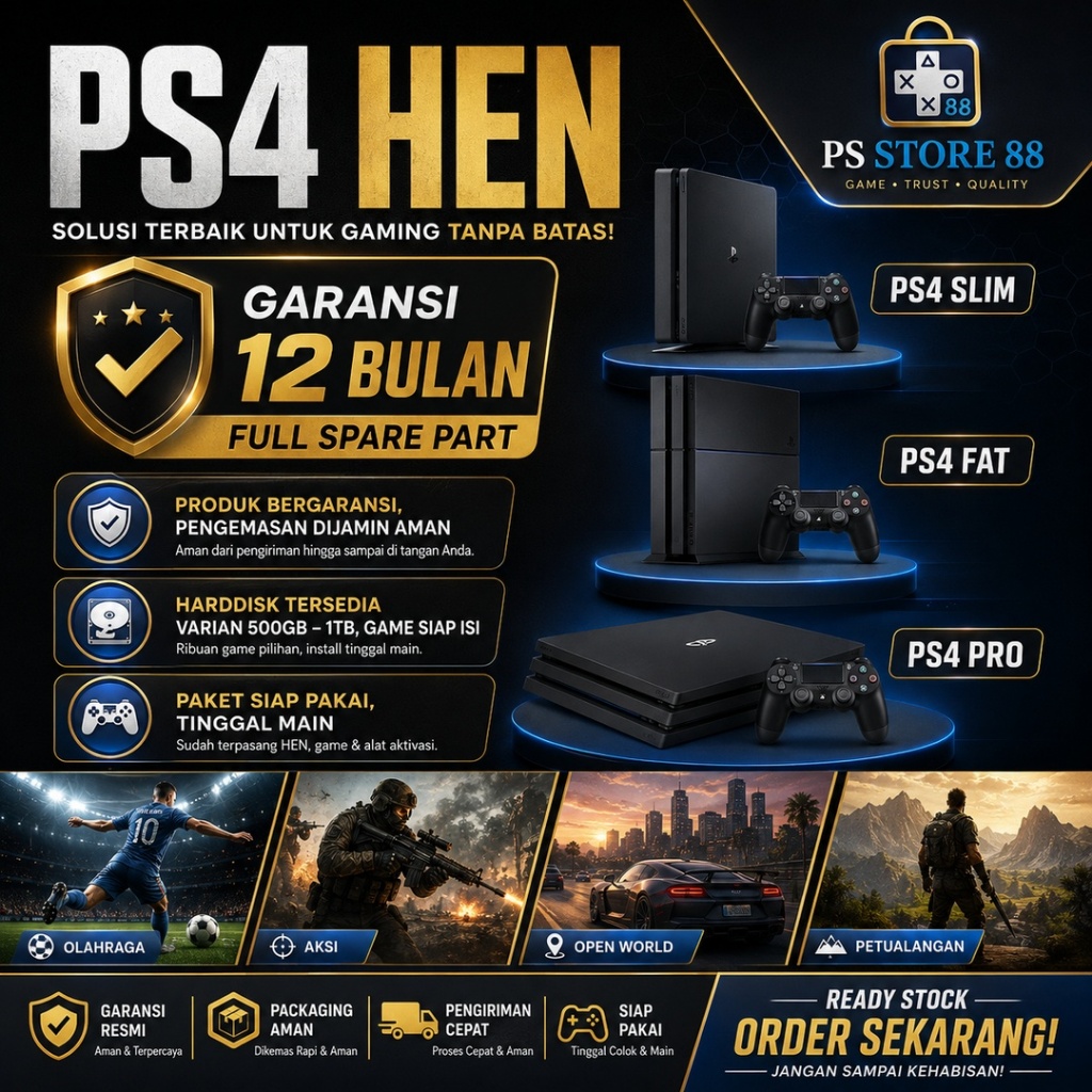 Jual PS4 - HEN. SLIM/FAT/PRO.HEN FW 12.02. BDJB 1TB/500GB | Shopee ...